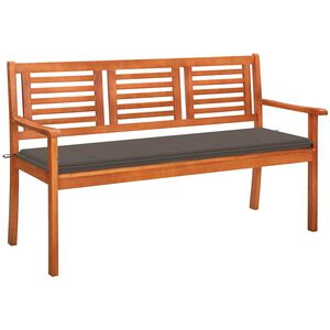 vidaXL trīsvietīgs dārza sols ar matraci, 150 cm, eikalipta masīvkoks