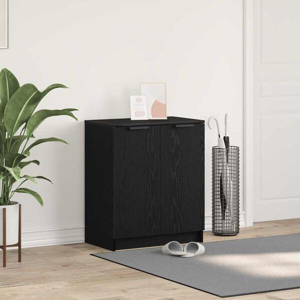 vidaXL Apavu skapis Melns ozolkoks 59 x 35 x 70 cm Inženierijas koks