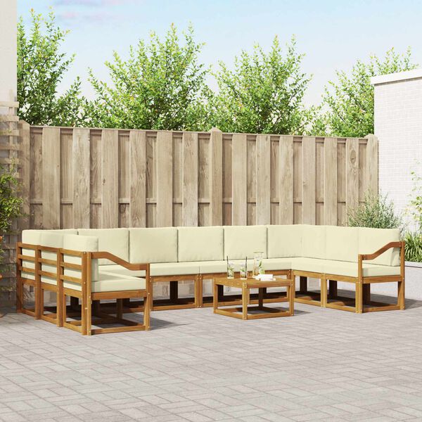 vidaXL Āra dīvānu komplekts ar spilvenu 11 pcs Dabisks un krējuma