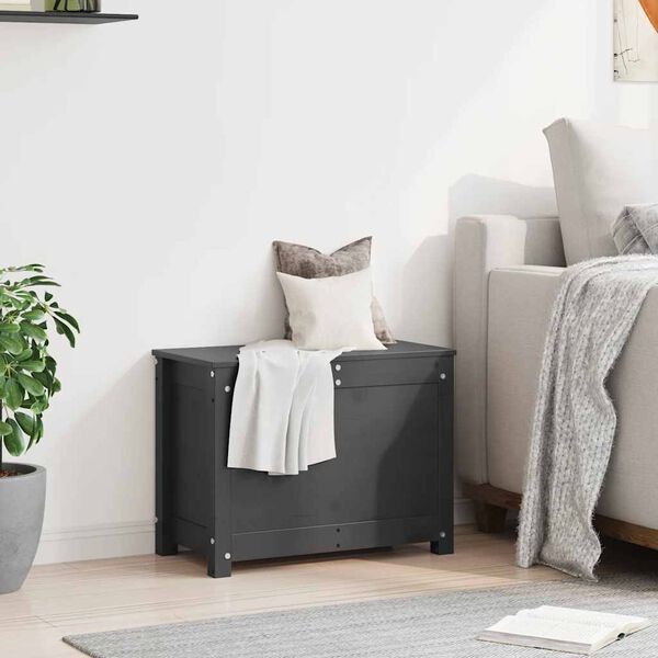 vidaXL uzglabāšanas kaste, pelēka, 60x32x45,5 cm, priedes masīvkoks