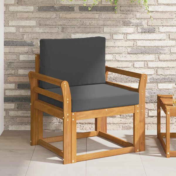 vidaXL Āra dīvāns Cieta akācijas koks un poliesters Dabiska