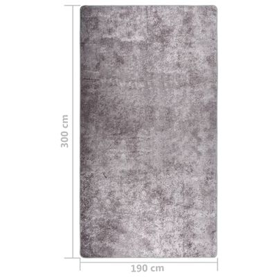 vidaXL paklājs, 190x300 cm, pelēks, mazgājams, neslīdošs