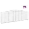 vidaXL arkveida gabiona grozi, 7 gb., 400x30x120/140cm, cinkota dzelzs