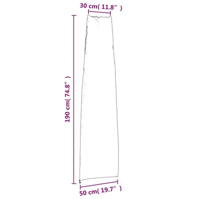 vidaXL dārza lietussarga pārvalki, 2 gab., melni, 190x50/30 cm, audums