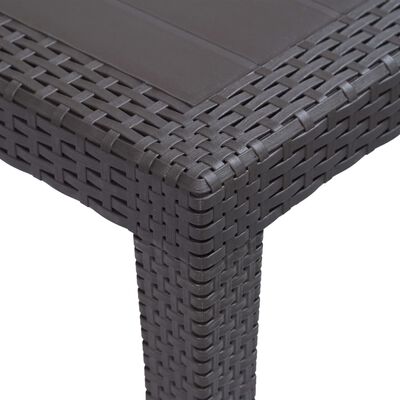 vidaXL dārza galds, brūns, 79x79x72 cm, plastmasa, rotangpalmas raksts
