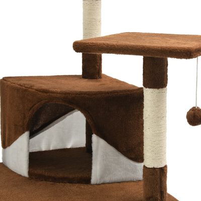 vidaXL kaķu māja, sizala stabi nagu asināšanai, 203 cm, brūna ar baltu