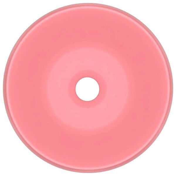vidaXL izlietne, apaļa, 40x15 cm, matēta rozā keramika