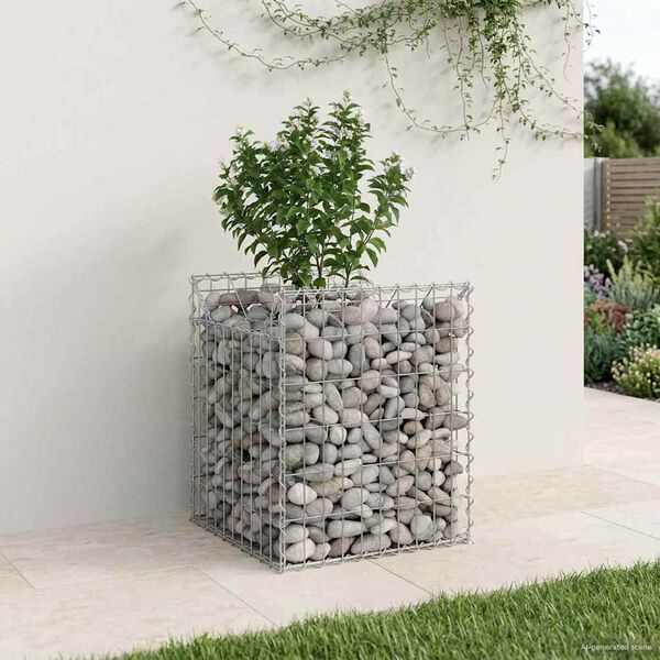 vidaXL Gabions pacelta gulta Sudraba 50 x 50 x 60 cm Cinkots tērauds