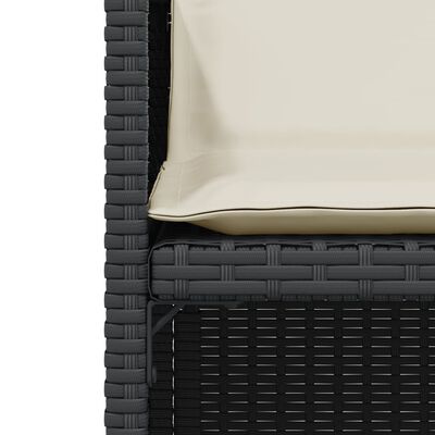 vidaXL 3-daļīgs bistro mēbeļu komplekts, matrači, melna PE rotangpalma