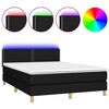 vidaXL atsperu gulta ar matraci, LED, melns audums, 140x190 cm