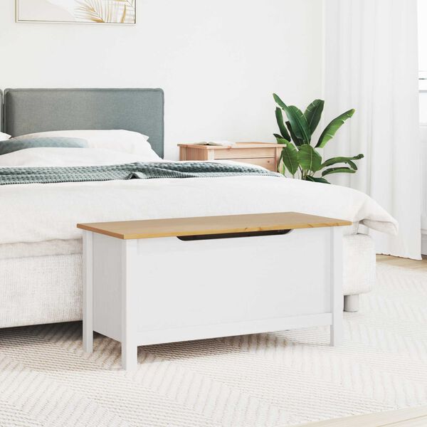 vidaXL Uzglabā&scaron;anas kaste Balts un medus brūns 90 x 40 x 45 cm