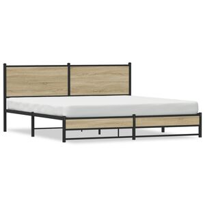 vidaXL gultas rāmis bez matrača, metāls, 180x200cm, ozolkoka imitācija