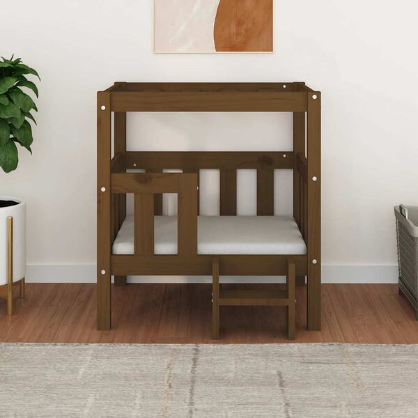 vidaXL suņu gulta, medus brūna, 65,5x50,5x70 cm, priedes masīvkoks