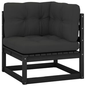 vidaXL dārza stūra dīvāns ar pelēkiem matračiem, priedes masīvkoks