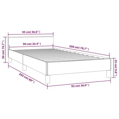vidaXL gultas rāmis ar galvgali, balts, 90x200 cm, mākslīgā āda