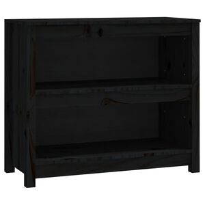 vidaXL grāmatu plaukts, melns, 80x35x68 cm, priedes masīvkoks