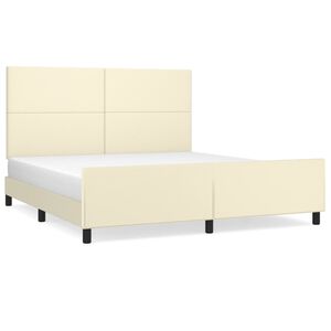 vidaXL gultas rāmis ar galvgali, krēmkrāsas, 160x200 cm, mākslīgā āda