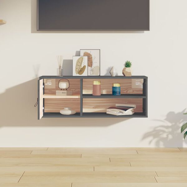 vidaXL sienas skapītis, pelēks, 80x30x30 cm, priedes masīvkoks