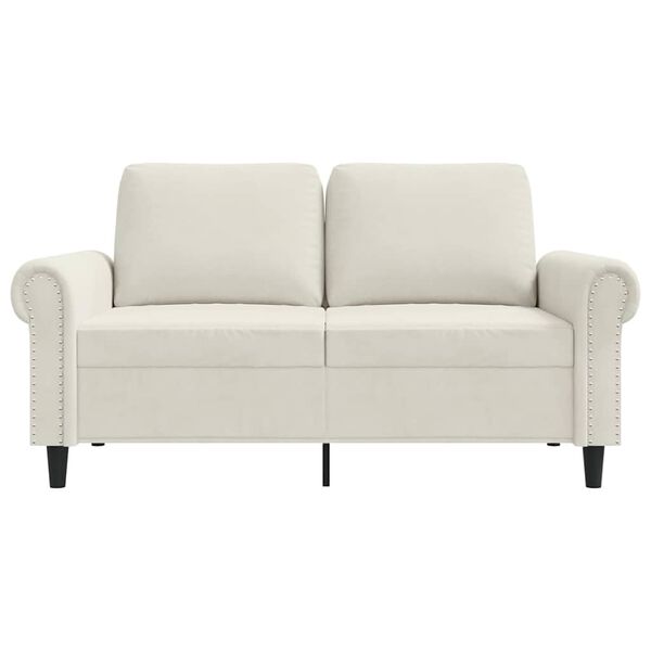 vidaXL divvietīgs dīvāns, krēmkrāsas, 120 cm, samts