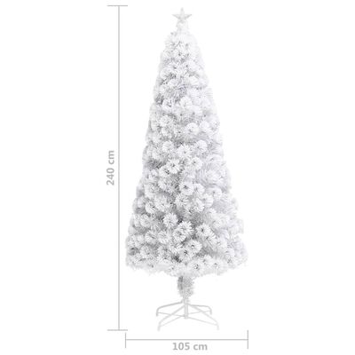 vidaXL izgaismota Ziemassvētku egle, balta, 240 cm, optiskā šķiedra