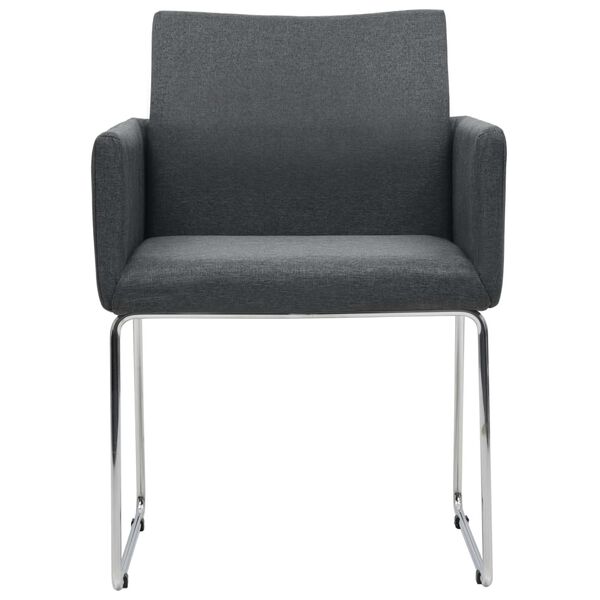 vidaXL virtuves krēsli, 2 gab., tum&scaron;i pelēks audums