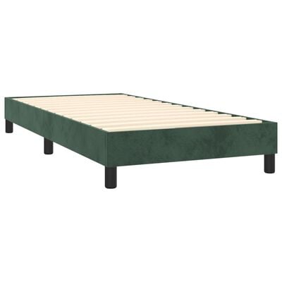 vidaXL atsperu gulta ar matraci, tumši zaļš samts, 90x200 cm