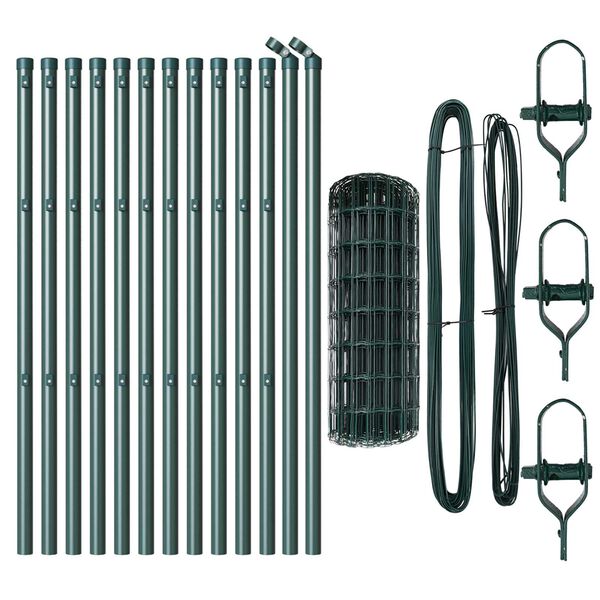 vidaXL Žogs ar stabu Zaļa 0,4 x 25 m Tērauds un PVC