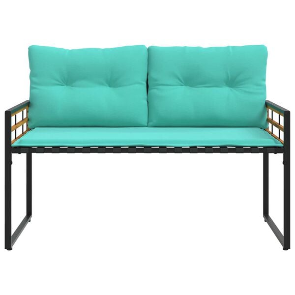 vidaXL Koka Lādes Sols ar spilvenu Tirkīzzila 114 x 55 x 77 cm