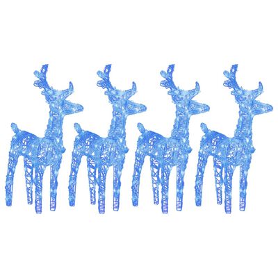 vidaXL Ziemassvētku ziemeļbrieži, 4 gab., 160 zilas LED, akrils