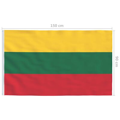 vidaXL Lietuvas karogs un karoga masts, alumīnijs, 6 m