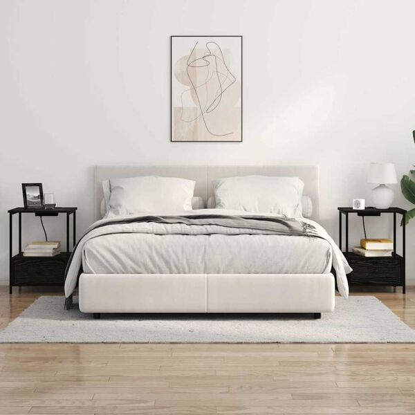 vidaXL Nakts skapītis 2 pcs Melns ozolkoks 42 x 41 x 56 cm