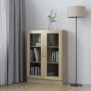 vidaXL vitrīna, ozolkoka krāsā, 82,5x30,5x115 cm, inženierijas koks