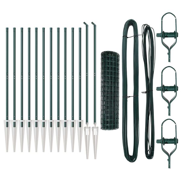 vidaXL Žogs ar stabu Zaļa 1 x 25 m Tērauds un PVC