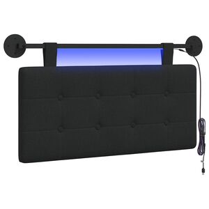 vidaXL Piekaramais gultas galvgalis Ar LED gaismu Melns Audums
