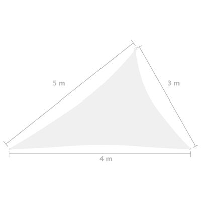 vidaXL saulessargs, 3x4x5 m, trijstūra forma, balts oksforda audums