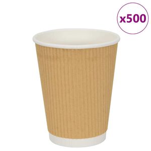 vidaXL papīra kafijas krūzes 500 gab. 12 unces 300 ml Brūni