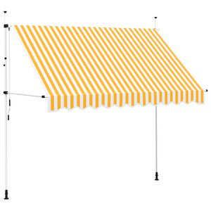 vidaXL izvelkama markīze, 300 cm, manuāla, oranža ar baltām svītrām