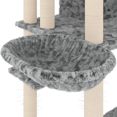 vidaXL kaķu māja ar sizala stabiem nagu asināšanai, 191 cm, pelēka