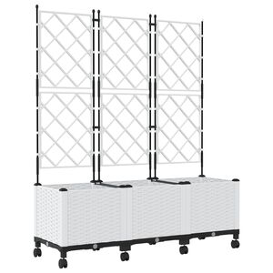 vidaXL Dārza kaste ar treli un riteņiem 3 gab. Balts 120 x 40 x 149 cm