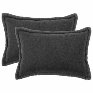 vidaXL Spilvenu pārvalks 2 gab. HOUTEN Tum&scaron;i pelēka 30 x 50 cm Boucl&eacute;