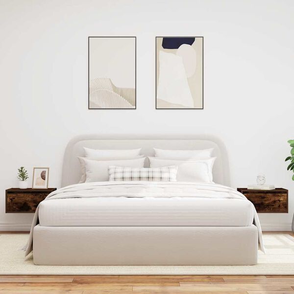 vidaXL sienas naktsskapīši ar LED apgaismojumu, 2 gab., ozola krāsa