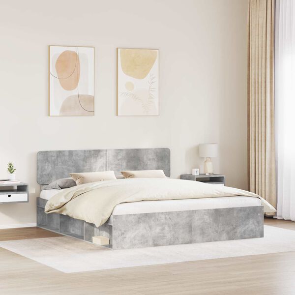 vidaXL Gultas rāmis Betons 180 x 200 cm Ciets priedes koks