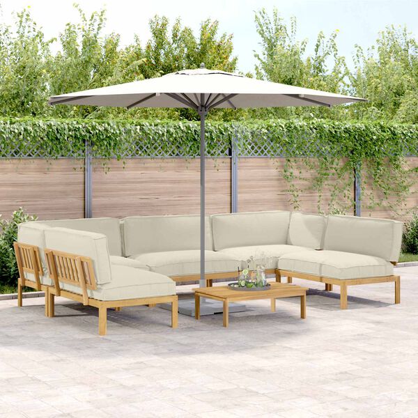 vidaXL Dīvānu komplekts 6 pcs Krēmkrāsa Cietā akācijas koks