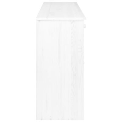 vidaXL kumode, 3 atvilktnes, balta, 113x35x73 cm, priedes masīvkoks