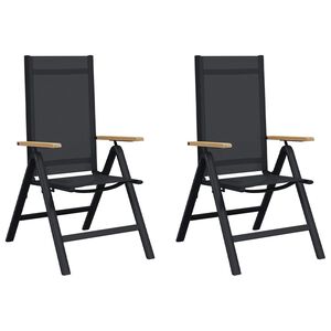 vidaXL Atpūtas dārza krēsli 2 pcs Melns 58 x 73 x 111,5 cm Tekstilēna