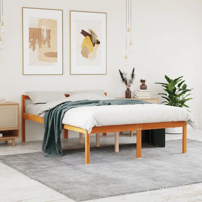 vidaXL senioru gulta, vaska brūna, 135x190 cm, priedes masīvkoks