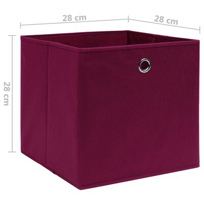 vidaXL uzglabāšanas kastes, 10 gab., 28x28x28 cm, tumši sarkans audums
