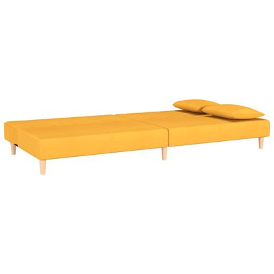 vidaXL 2-vietīga dīvāngulta ar diviem spilveniem, dzeltens audums