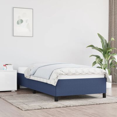 vidaXL gultas rāmis, zils, 90x200 cm, audums
