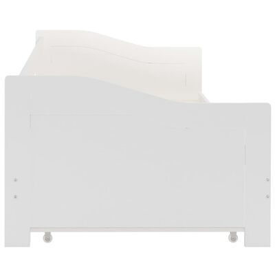vidaXL izvelkams dīvāna rāmis, balts, priedes koks, 90x200 cm